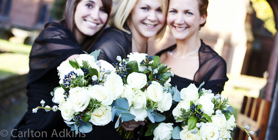wedding photography of the bridesmaids at the church in chester