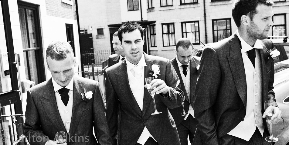 photography of the groom and ushers at the cheshire wedding venue rookery hall