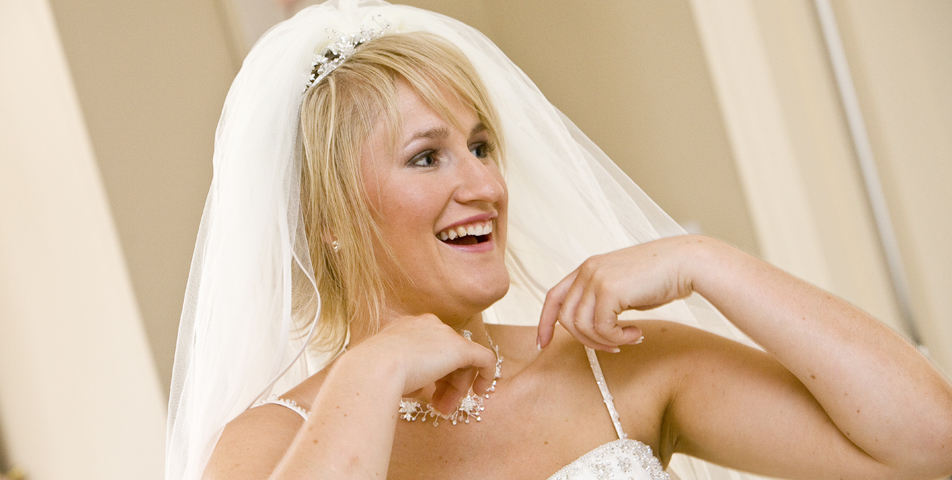 photography of a happy bride on her wedding day in derbyshire