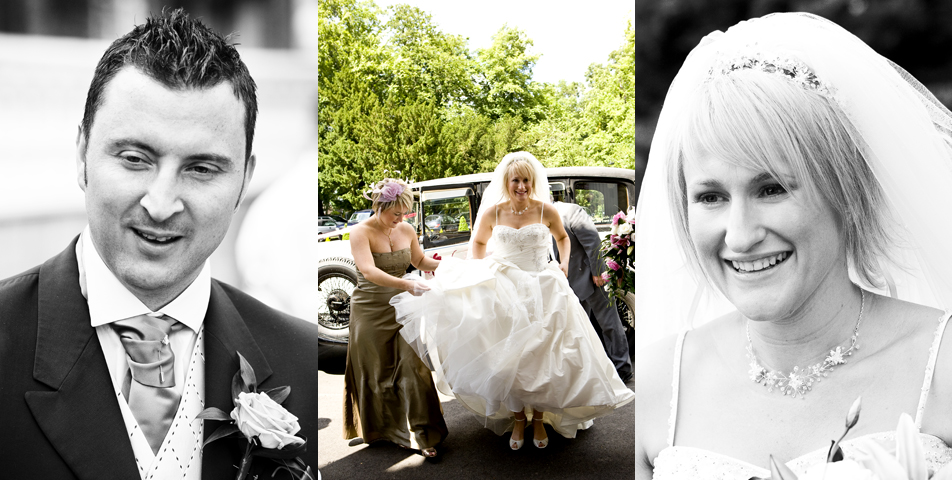 photography of the bride arriving for the wedding ceremony at ringwood hall hotel in derbyshire