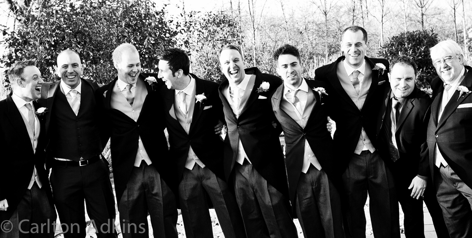 the groom and bestman with the ushers at Styal Lodge cheshire