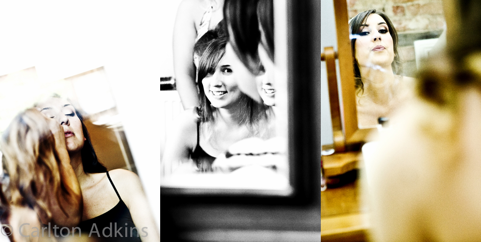 Creative wedding photography of the bride getting ready for cheshire wedding