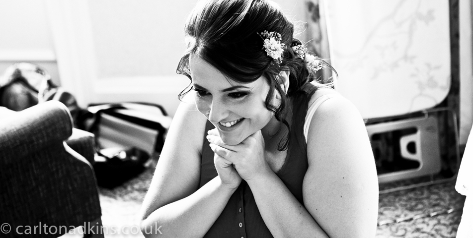 photography of the bride just before the wedding ceremony at cheshire