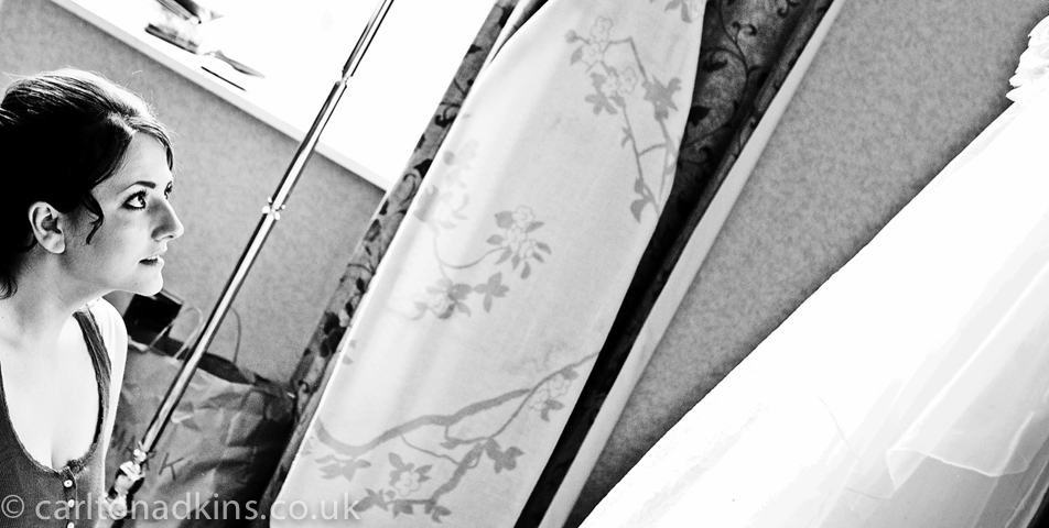 photography of the brides wedding dress at shrigley hall cheshire