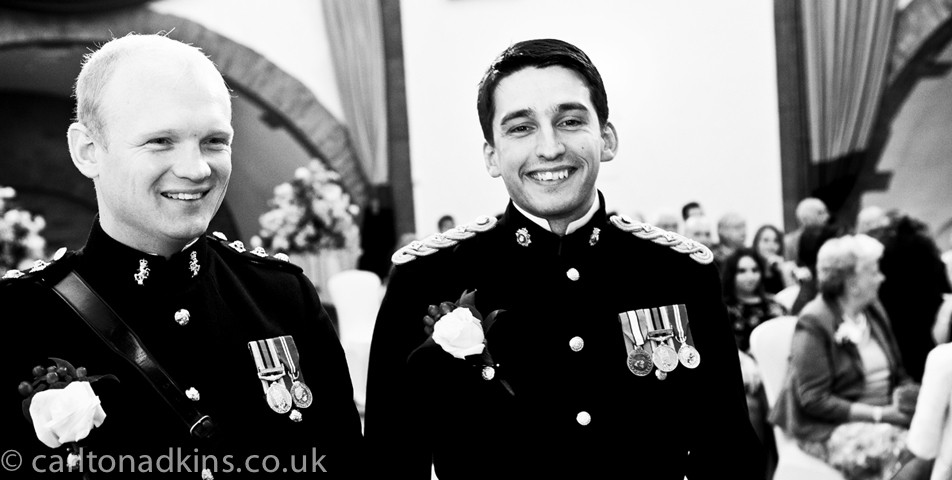 photography of the groom and best man before the civil wedding ceremony at shrigley hall macclesfield cheshire