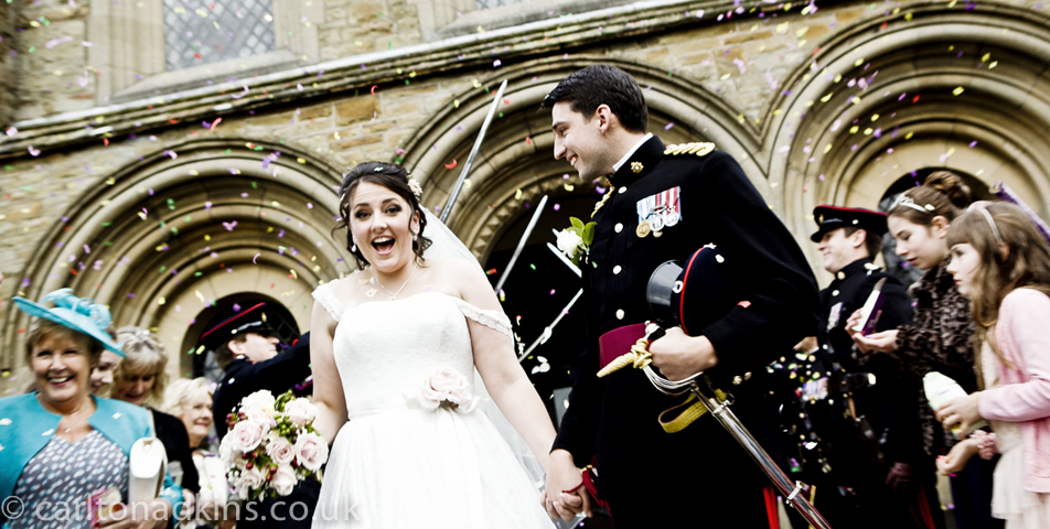 wedding photography of the bride and groom outside shrigley hall in macclesfield cheshire
