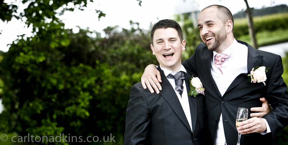 wedding photography of the groom and bestman at the Cottons Hotel in Cheshire