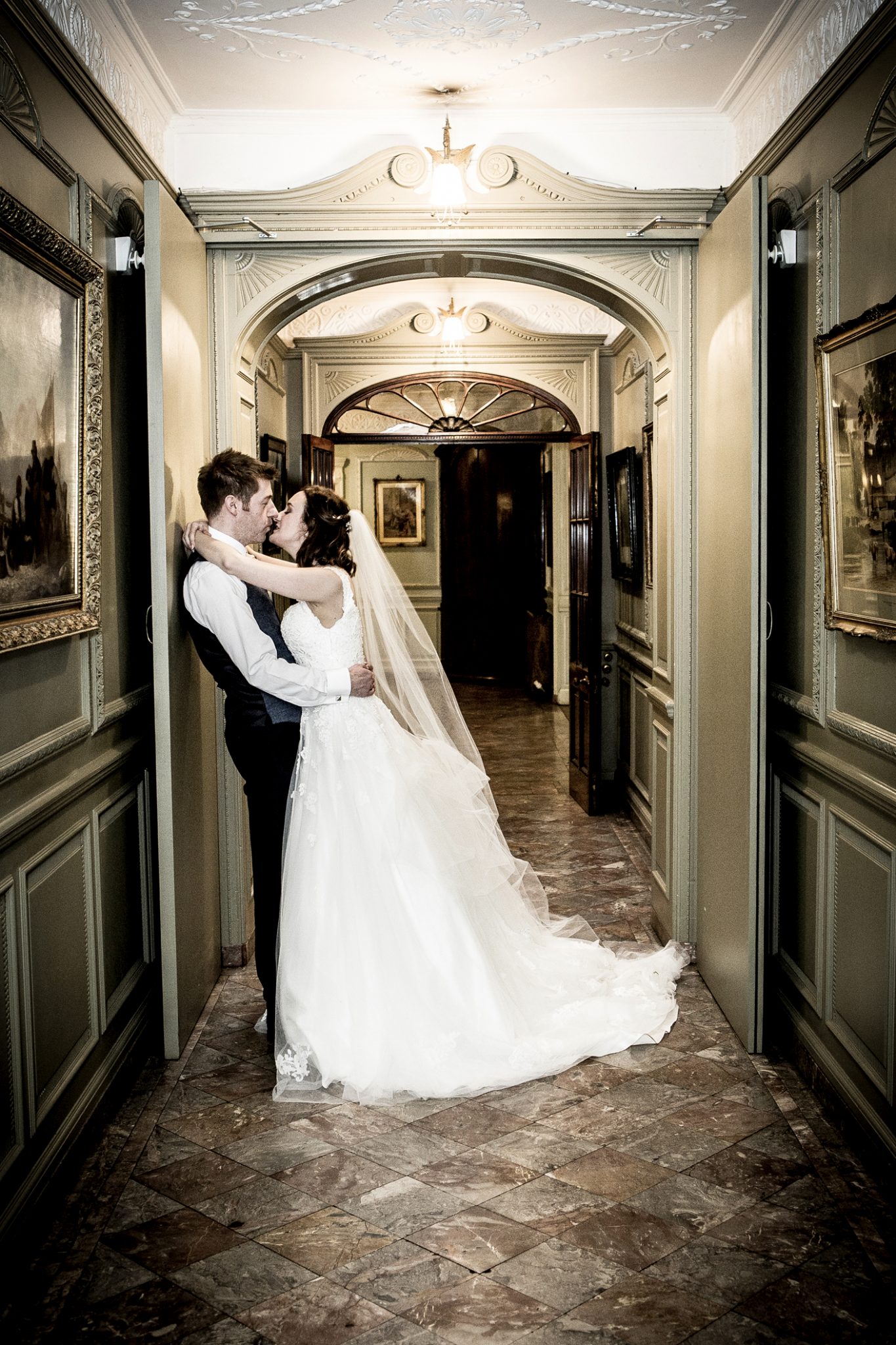 the-groom-and-bride-after-the-wedding-breakfast-at-thornton-manor