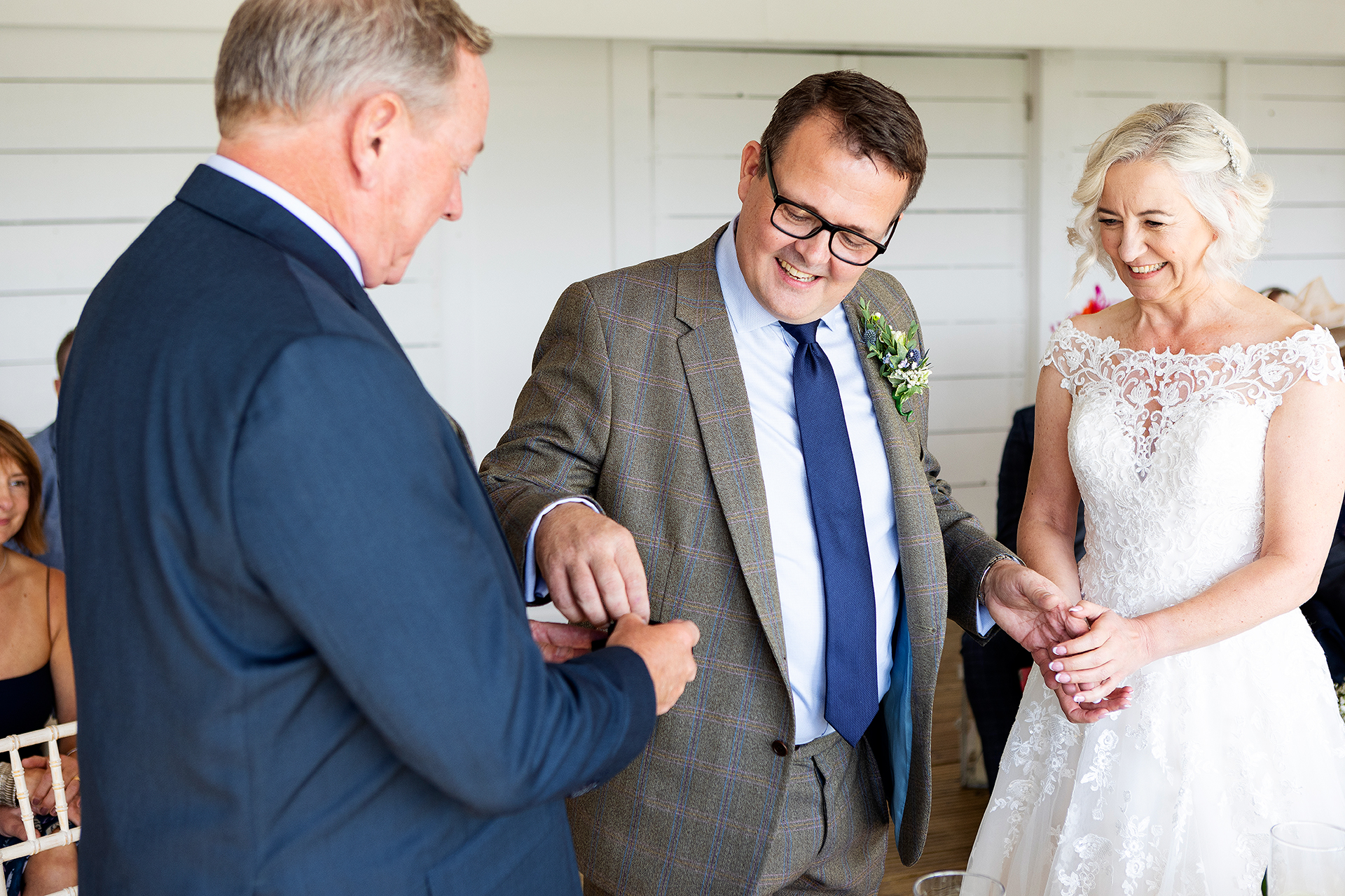 exchanging of the wedding rings at bash hall barn 