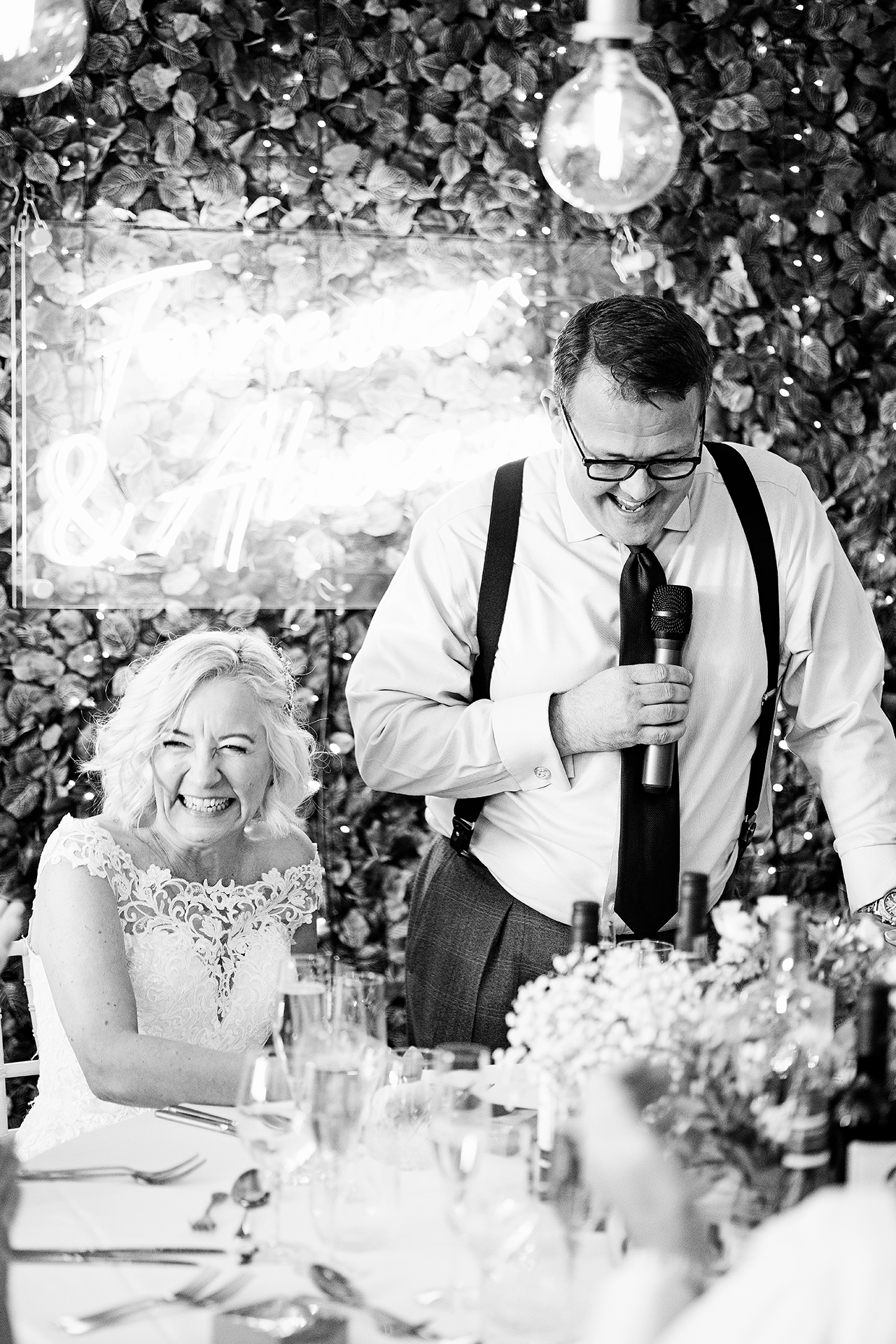 photography of the wedding speeches at bash hall barn venue