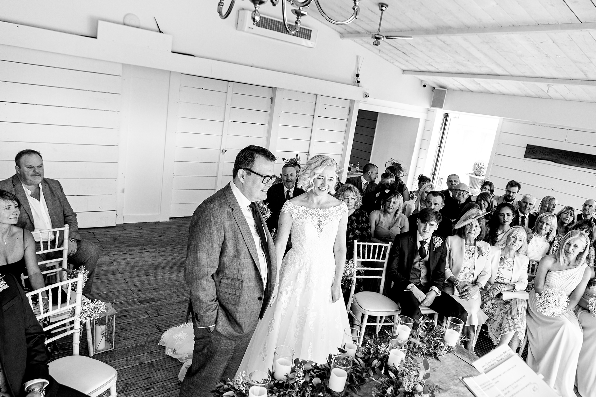 the wedding ceremony at bash hall barn lancashire