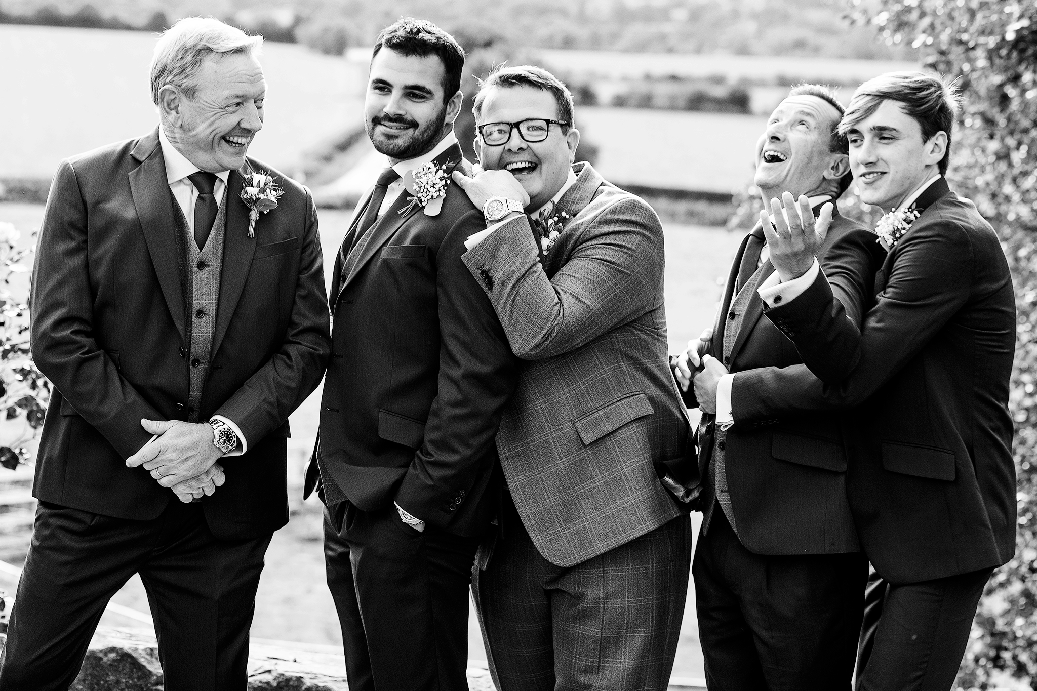 wedding photography of the groom and best man at Bash Hall Barnin Lncashire