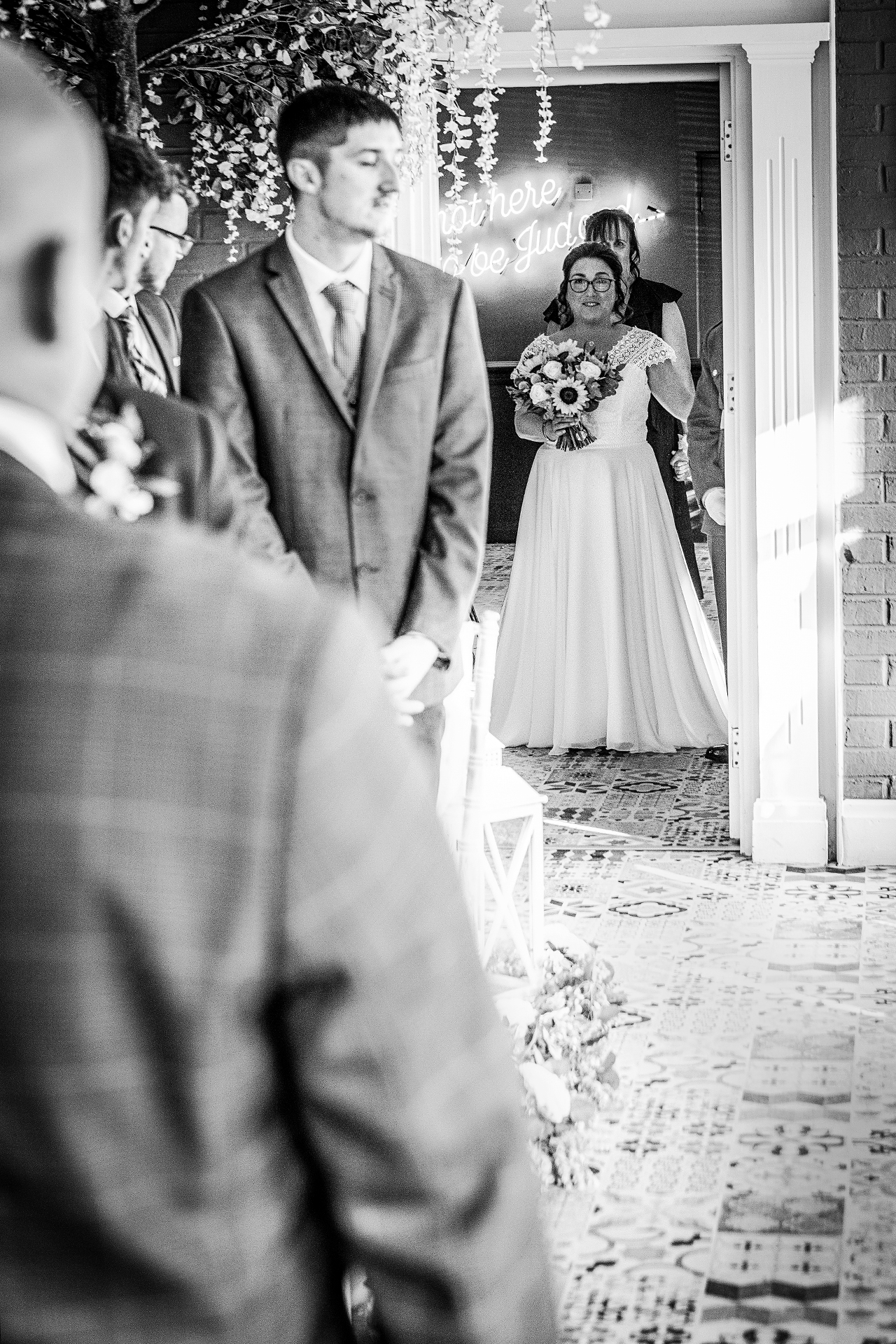 wedding photography of the bride before the ceremony at the vicarage hotel in cheshire