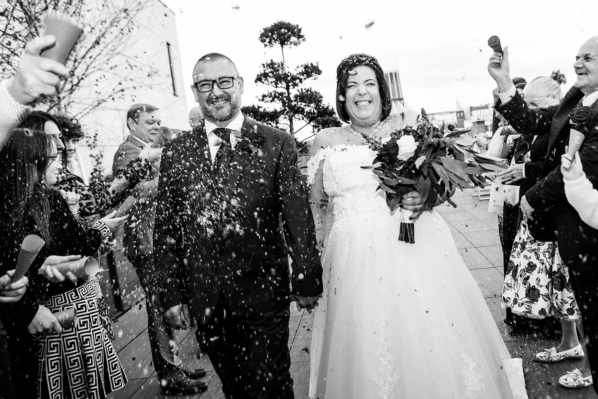Black and white wedding photography at the Hope street hotel Liverpool