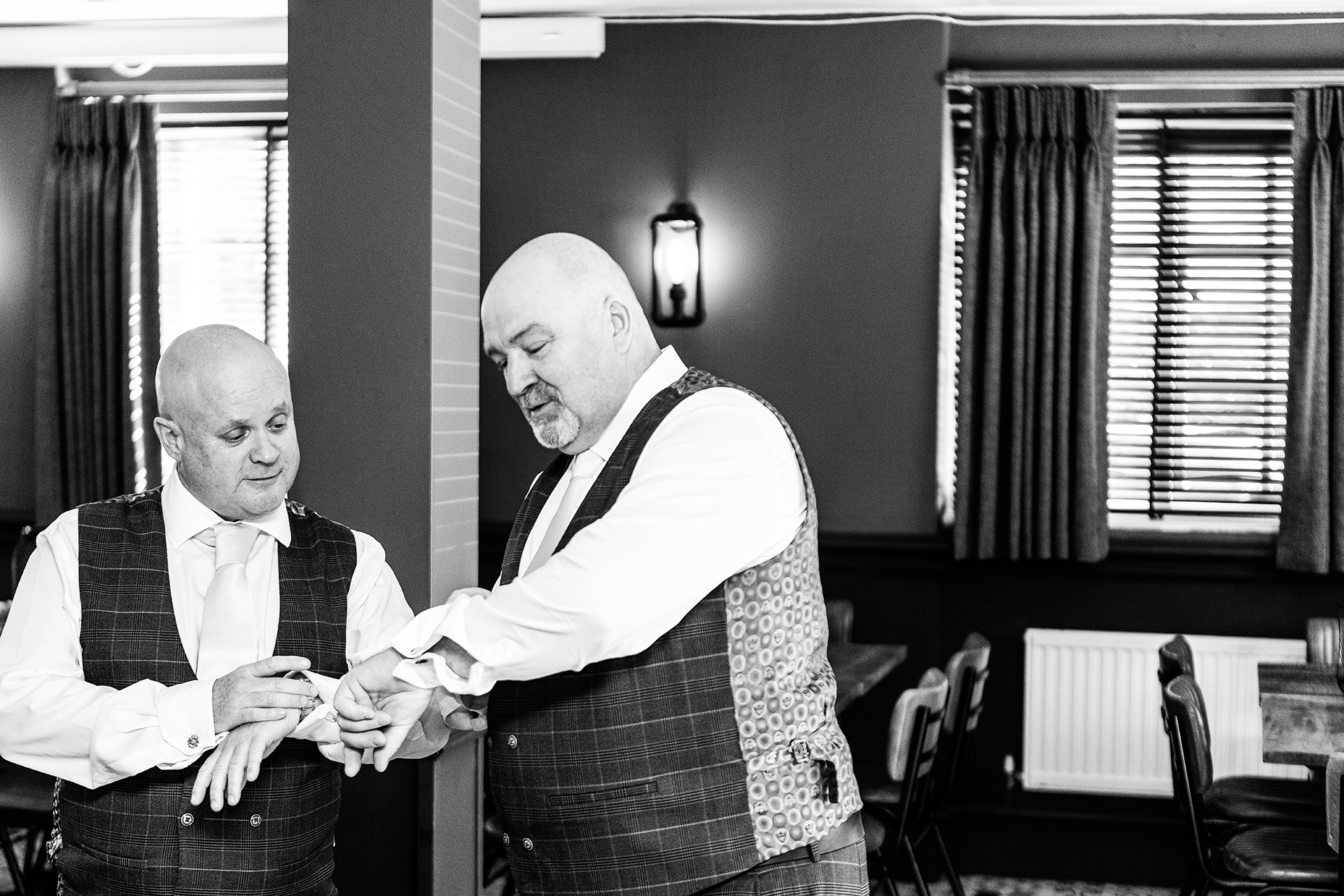 the groom and best man before the wedding ceremony in cheshire