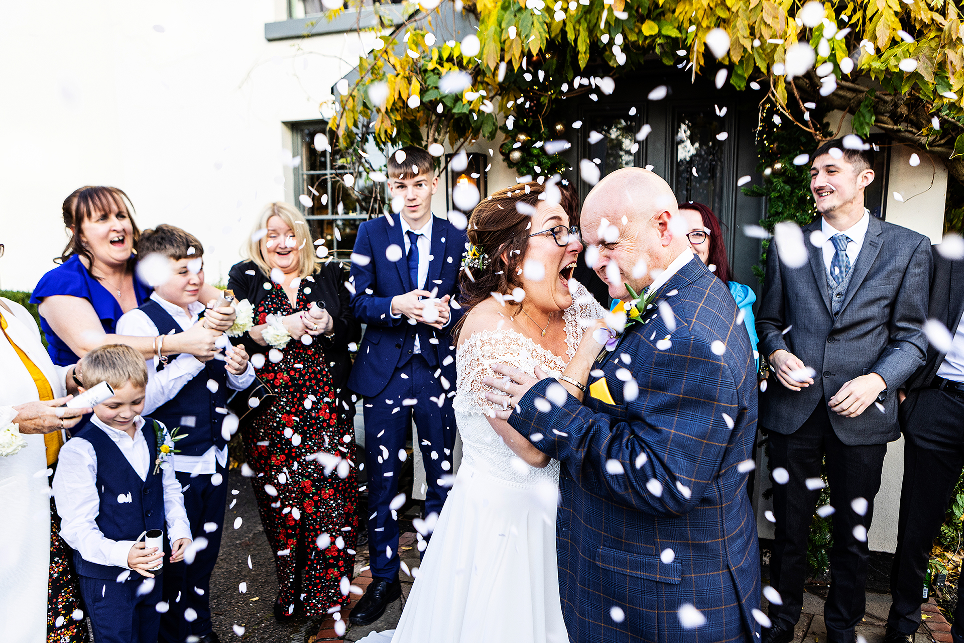 the wedding confetti shot at the vicarage hotel in cranage cheshire