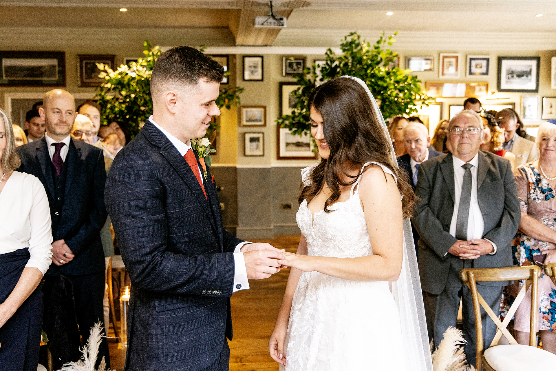 the exchanging of the wedding rings at the little fox wirral 