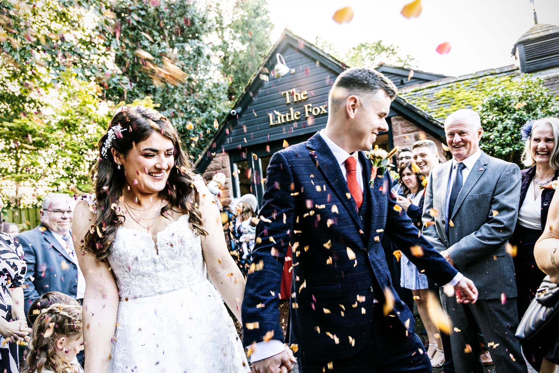 wedding photography of the bride and groom at the little fox wedding venue in wirral