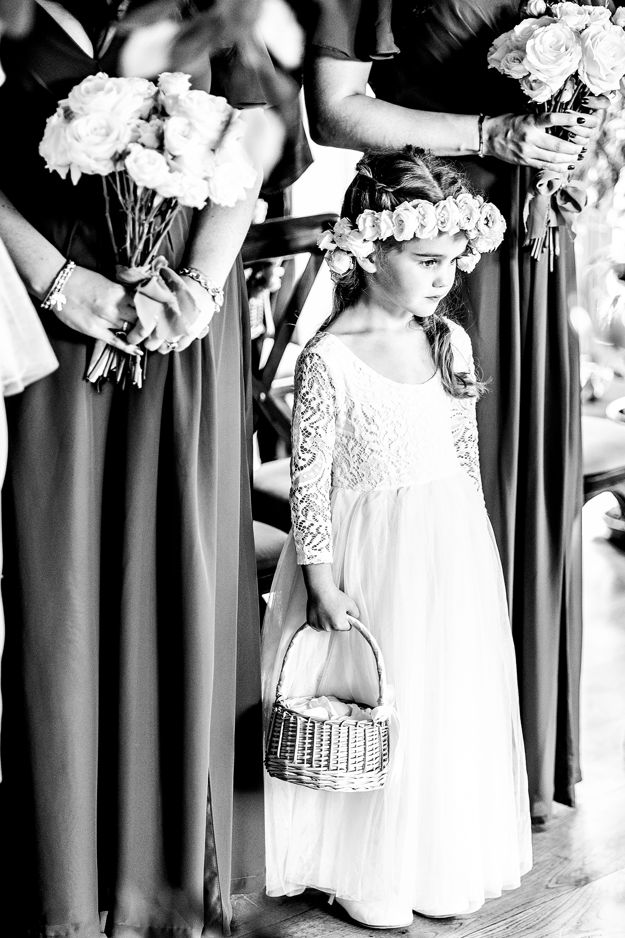 the bridesmaid waiting for the bride to walk down th aisle 
