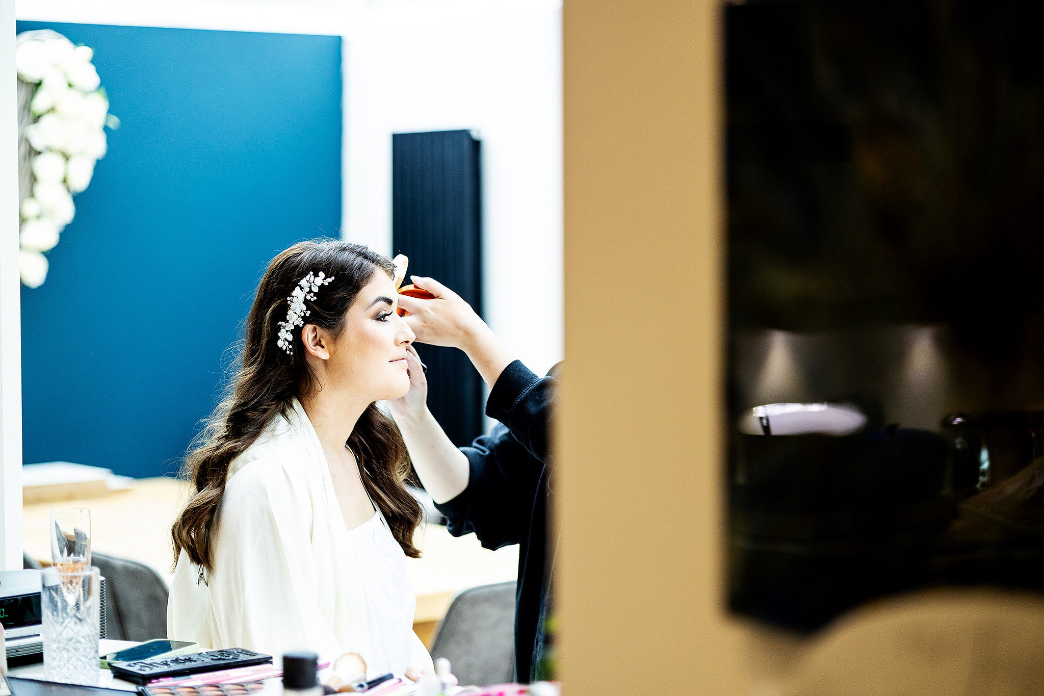 wedding photography of the bride getting ready in wirral Cheshire